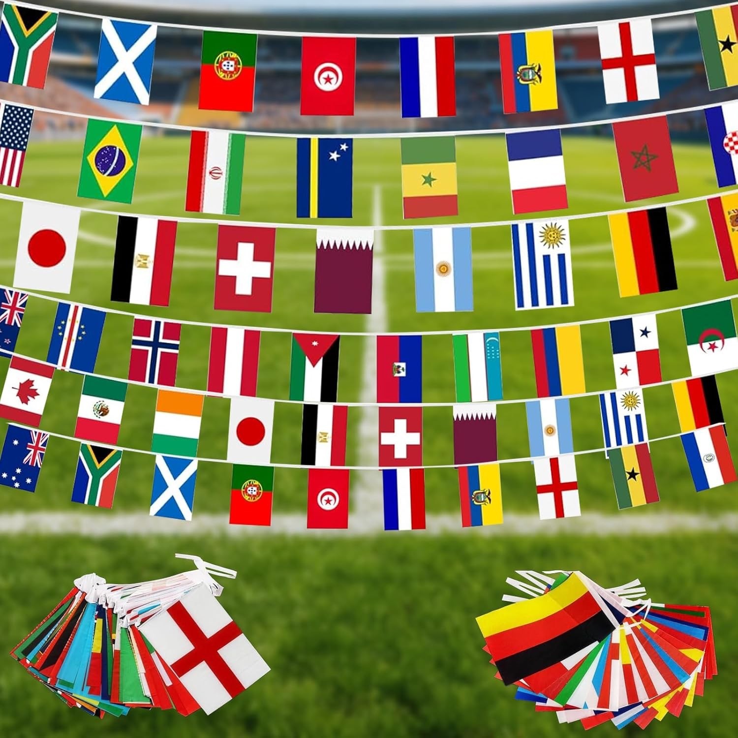 NEW Football World Cup Bunting 15 Metre 48 EXTRA LARGE FLAGS Speedy Delivery