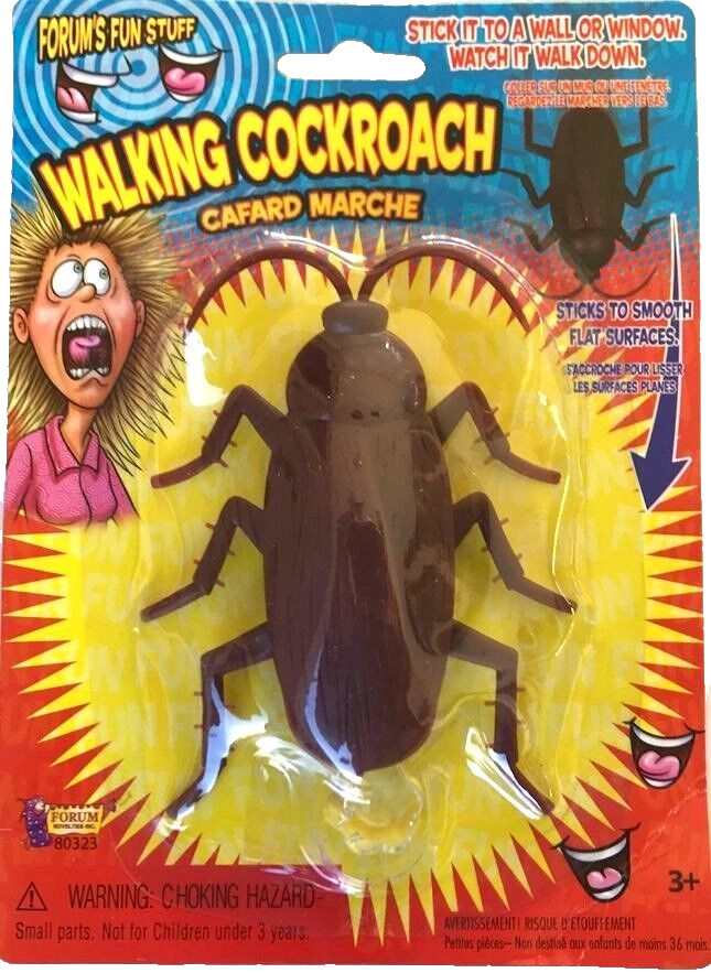 Funny WALKING COCKROACH Jumbo Roach Sticks & Crawls Down Wall Prank Joke Toy Bug