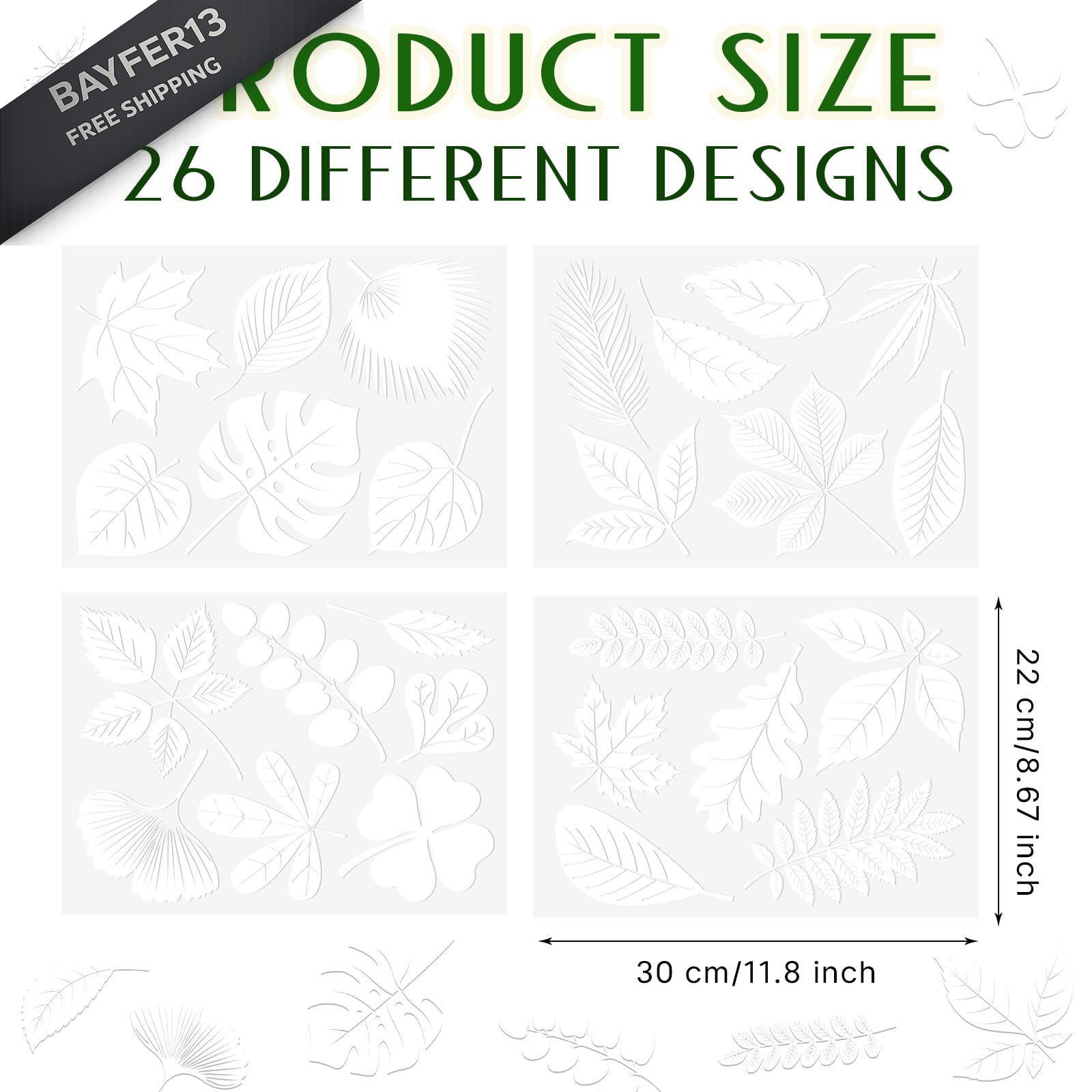 26 Pcs Leaf Window Decals, Anti-Collision Stickers for Birds, White