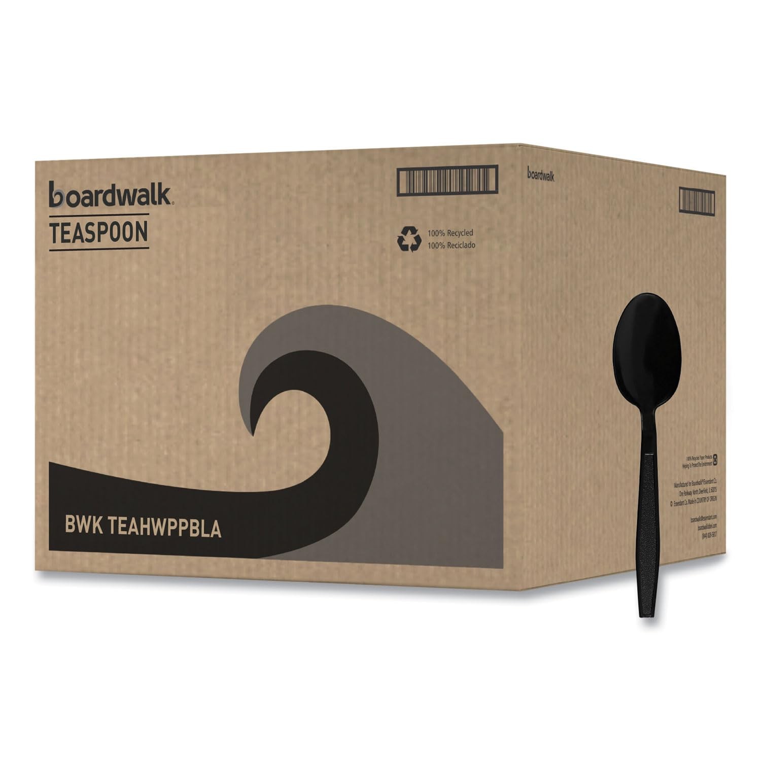 1000 PCS Black Heavyweight Polypropylene Plastic Cutlery Teaspoons Disposable