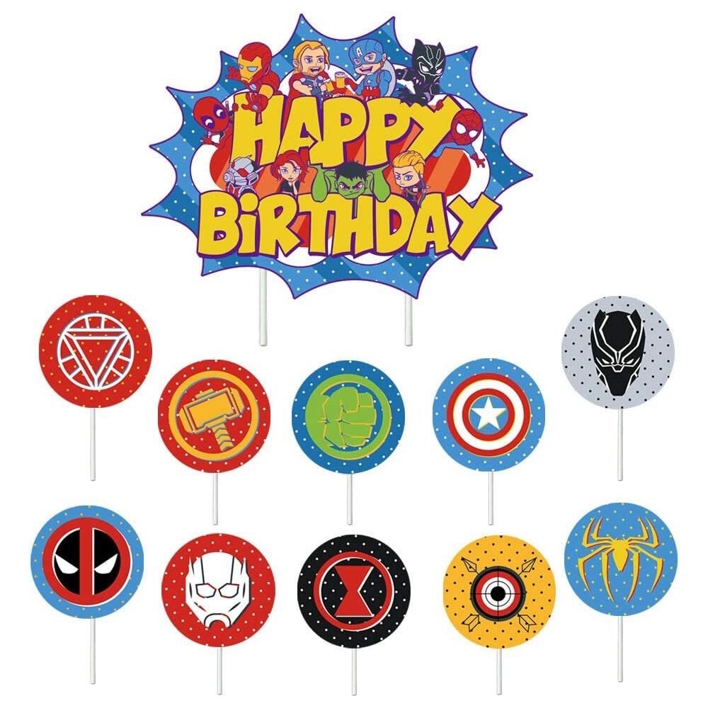 Superhero Party Set Balloons Banner Cake Toppers Marvel Avengers Decorations