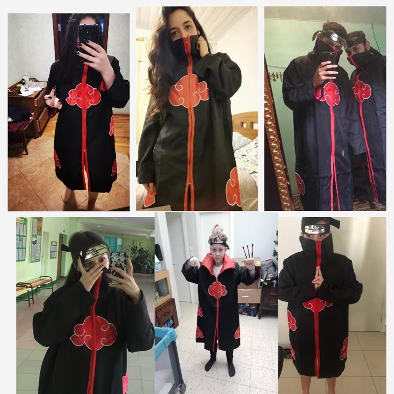 Red Cloud Ninja Cloak Costume Anime Style For Role Play Robe Halloween Outfit