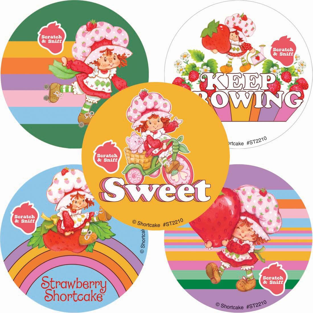 20 Strawberry Shortcake SCRATCH SNIFF Fruit-Scented Stickers, 2.5″x2.5″ ea.