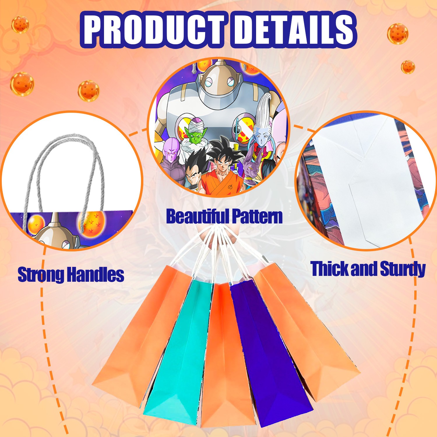 24 Dragon Ball Z Party Bag,Dragon Ball Z Birthday Gift Pack Candy Bag Loot Bags