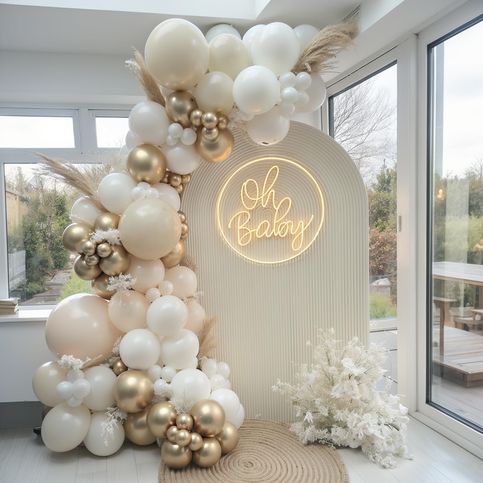 Beige Nude Balloon Garland, Champagne Gold Party Decoions, White