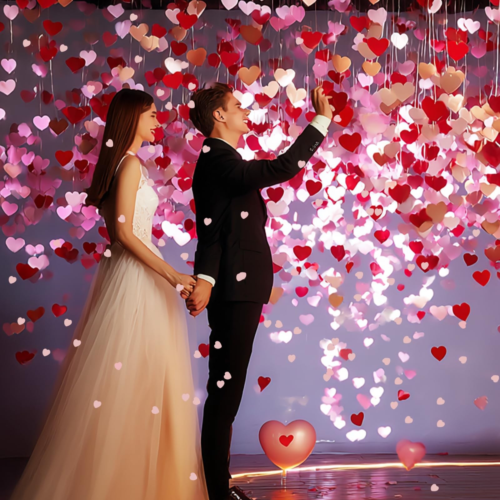 Valentine’s Day Glitter Heart Confetti Bulk – 1600PCS Red, Silver & Rose Gold…