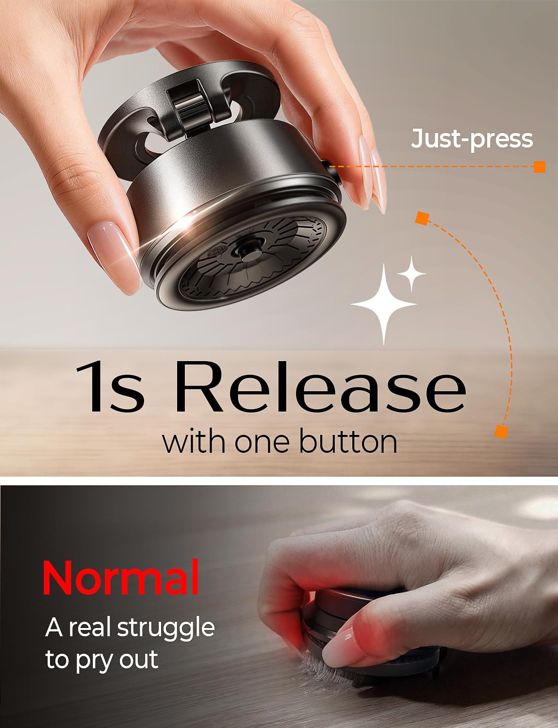 LISEN SuctionPro Phone Holder for Car【Auto Vacuum 3.0】, Magnetic Phone Holder wi