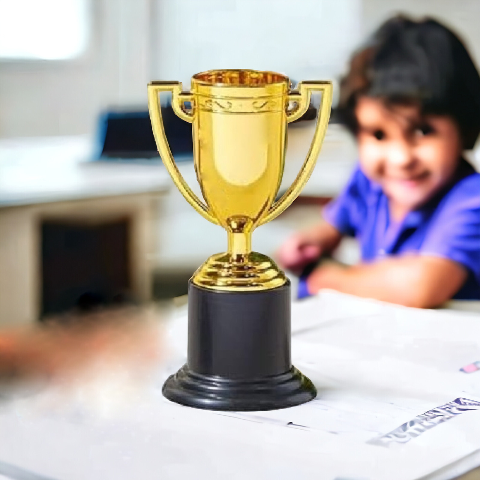 Small Gold Trophies – 12 Pack. (4″) Plastic. Bulk Mini Trophy Cups.