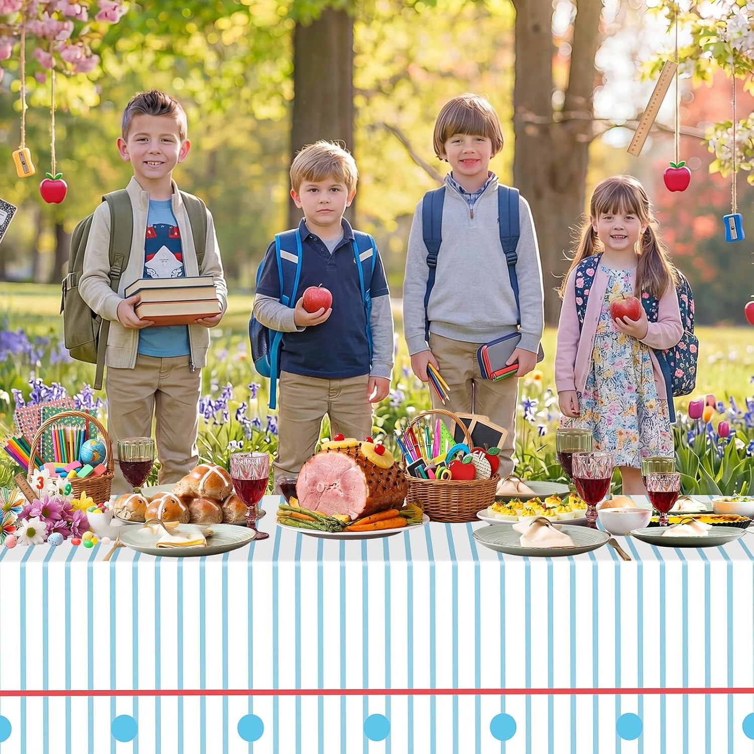 3 Pcs Back to School Decorations Tablecloth – Disposable Plastic Notebook Paper