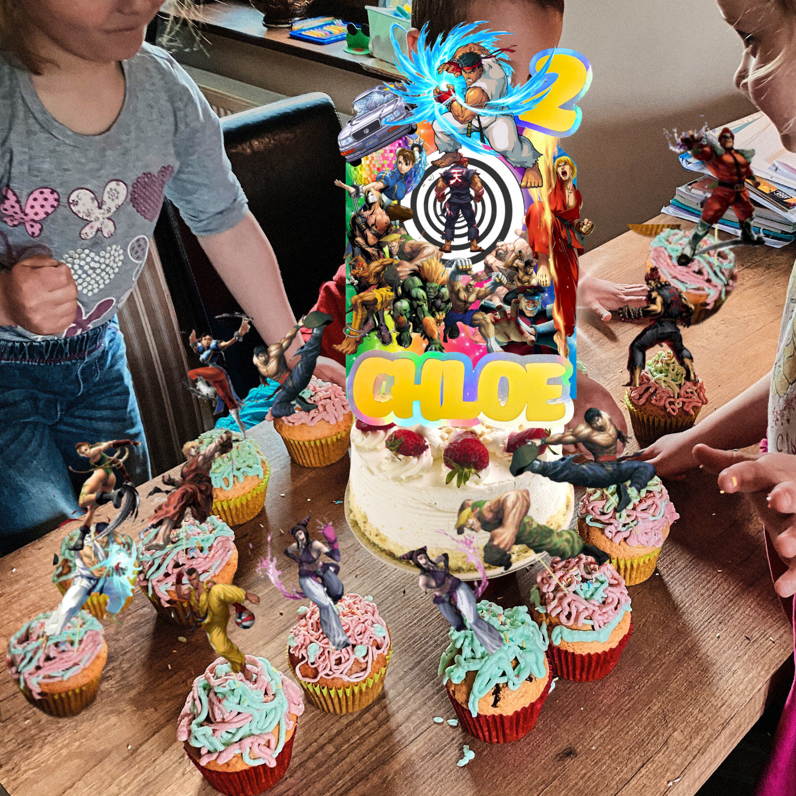 STREET FIGHTER balloon Cupcake Topper Party Decoration Supplies birthday banner