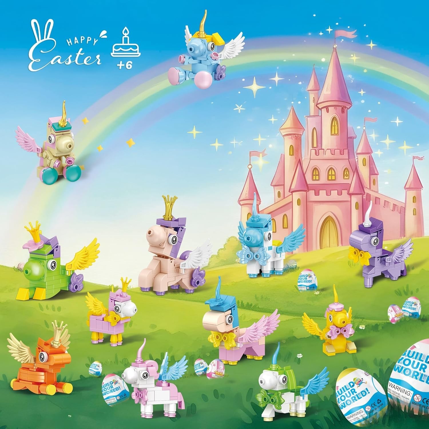 Easter Party Favors & Egg Hunt Prizes for Kids – 12 Unicorn Building Sets wit…