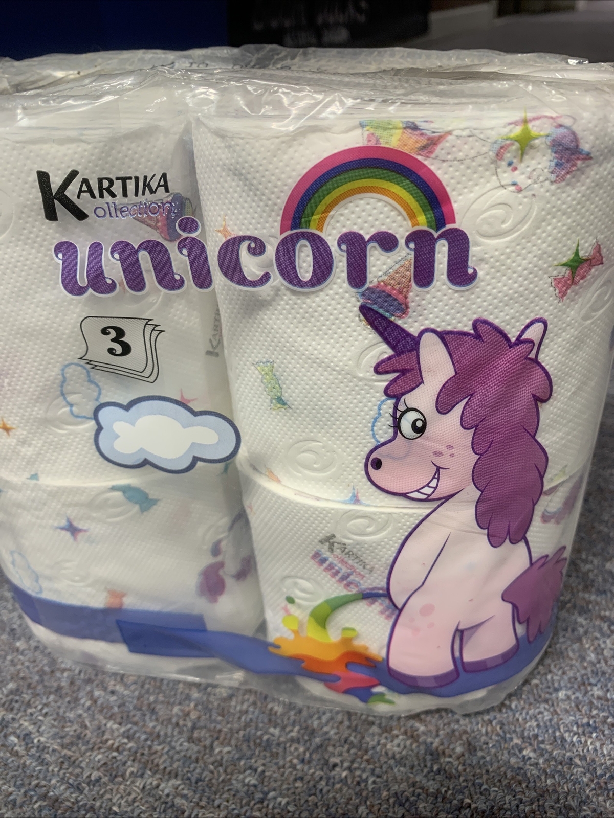 NEW UNICORN TOILET PAPER- 4 Rolls Of 3-PLY-200 Sheets Per Roll