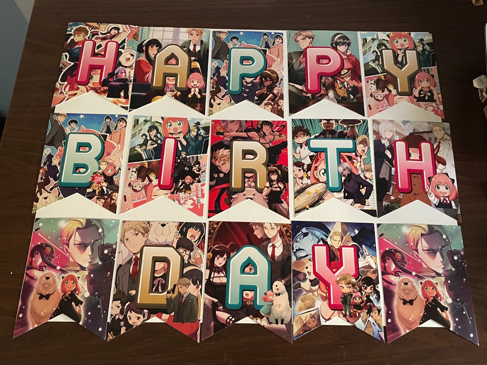 Spy X Family Anya Happy Birthday Banner & Cake Toppers Decoration New