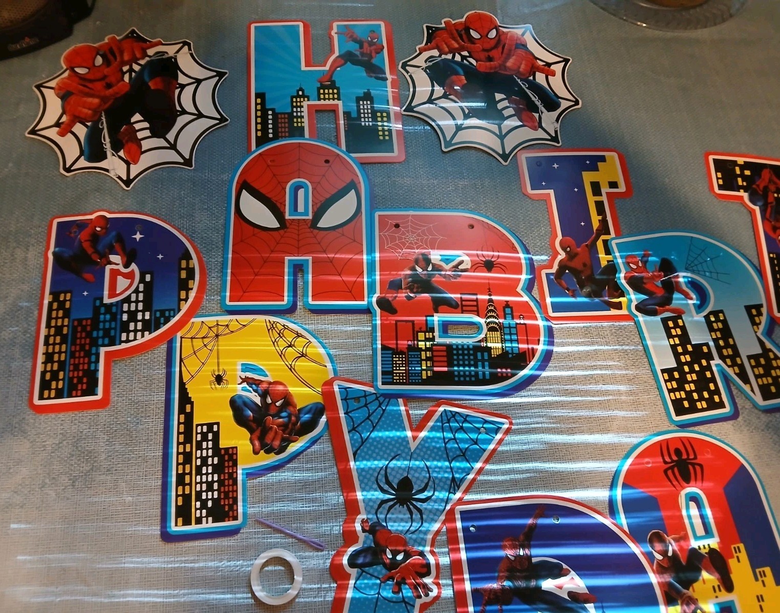 Spiderman Theme Happy Birthday Party Decoration 38 Pcs Balloons Letters Pics NEW