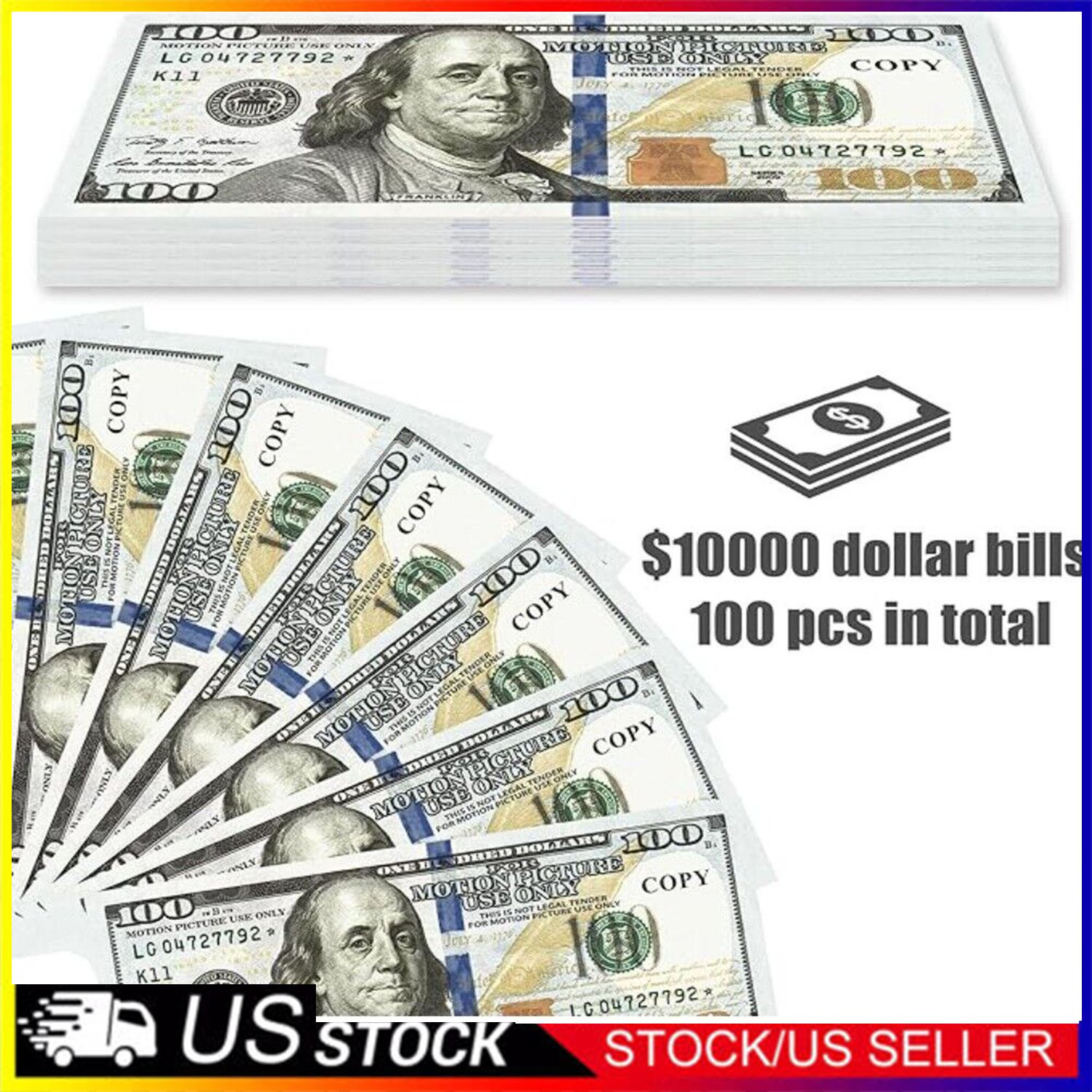 1000PC Prop Fake Looks Best Toys Money For Pretend Play Music Birthday Party New