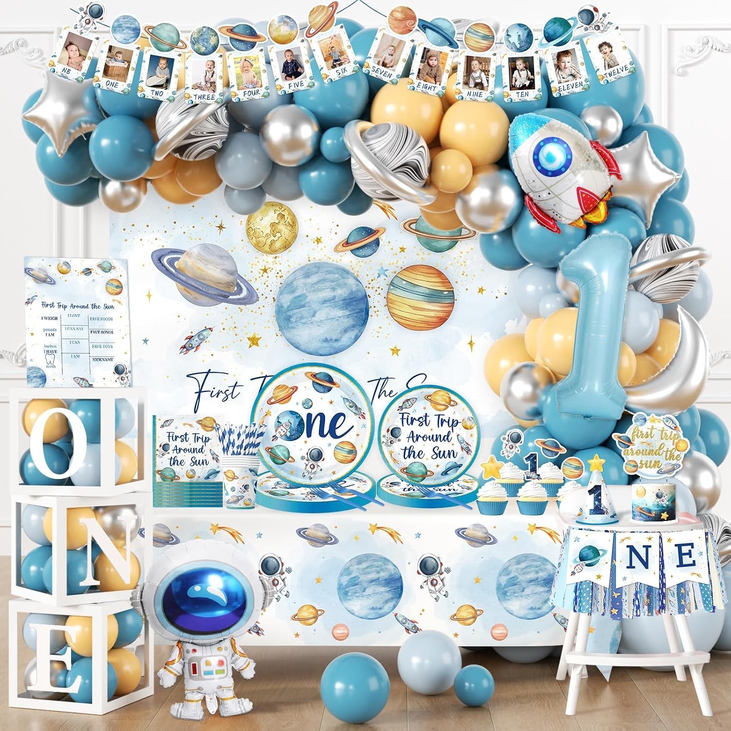 “First Trip Around The Sun” 1st Birthday Decorations Kit NEW