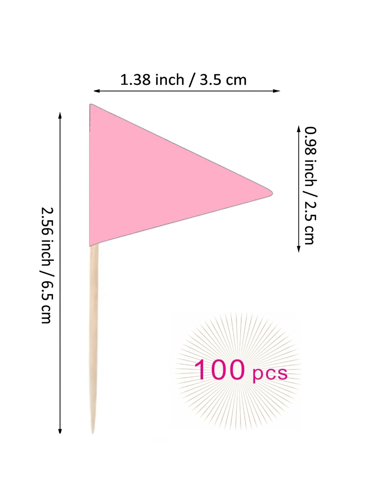 Solid Pure pink Toothpick Flags Small Mini Plain pink Color Triangle Stick Cu…