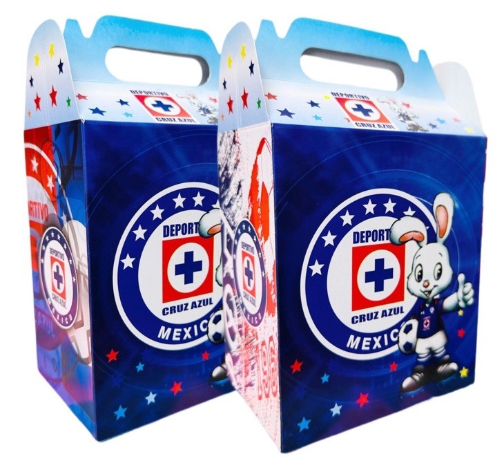 30 Cajas Dulceros Personajes Fiesta Carton Equipo Cruz Azul / Party Supplies