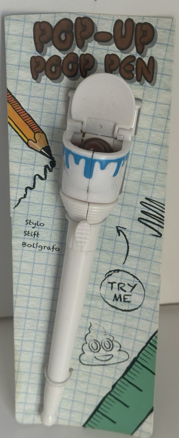 POOP Pop Up Pen – Toilet Seat Crap Emoji Office Joke Gift Funny Gag NEW