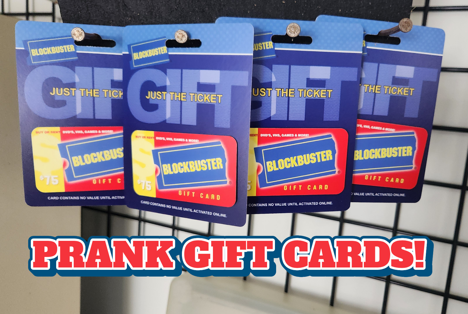 (4) Blockbuster Prank Gag Gift Card – Birthday Christmas Graduation Gag FUNNY