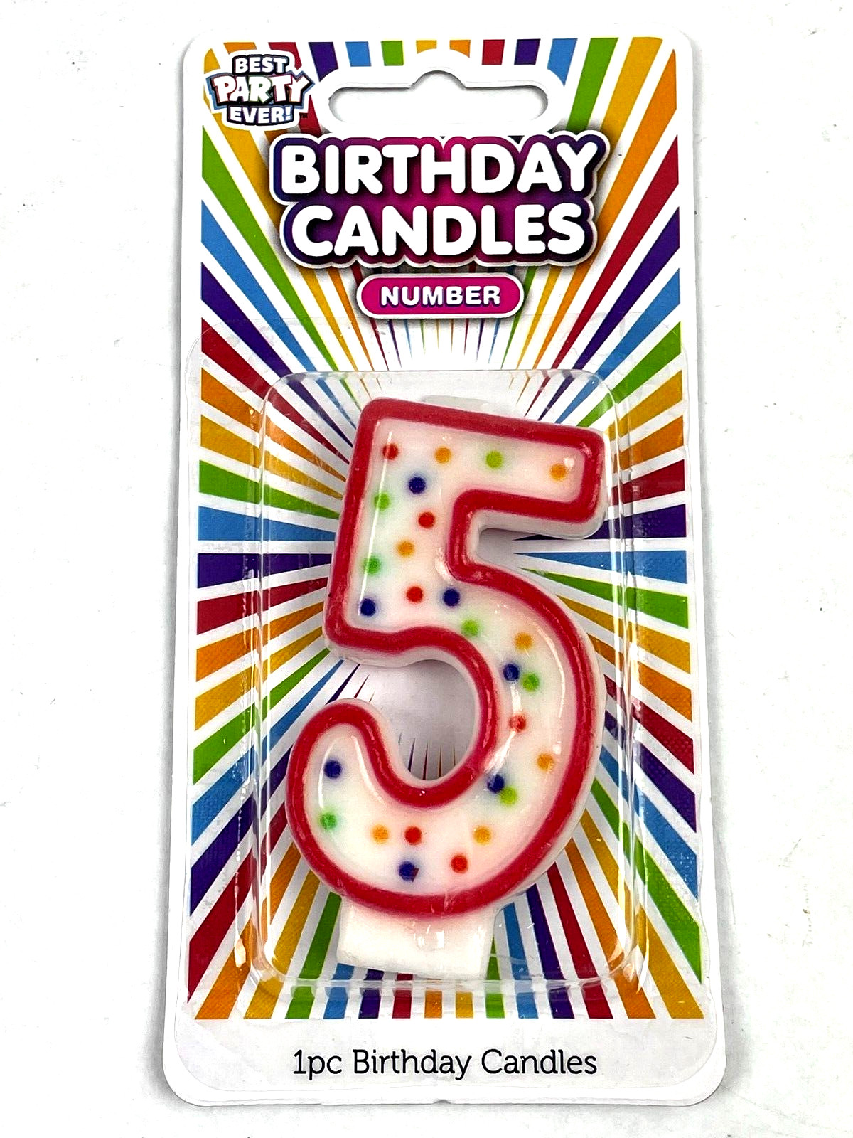 Birthday Party Candle Number 0-9 Multi Colored Candles Polka Numbers Celebration