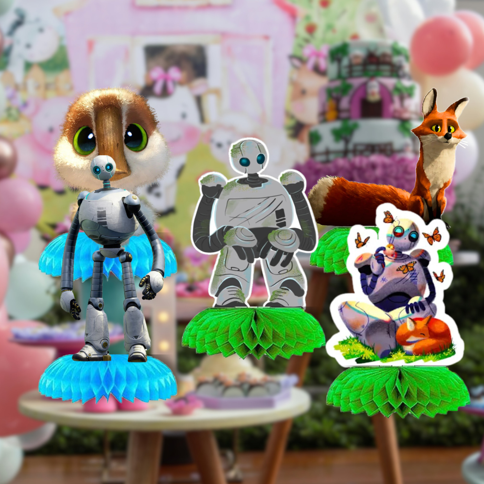 The Wild Robot Party Supplies happy birthday centerpiece decoration cup plate