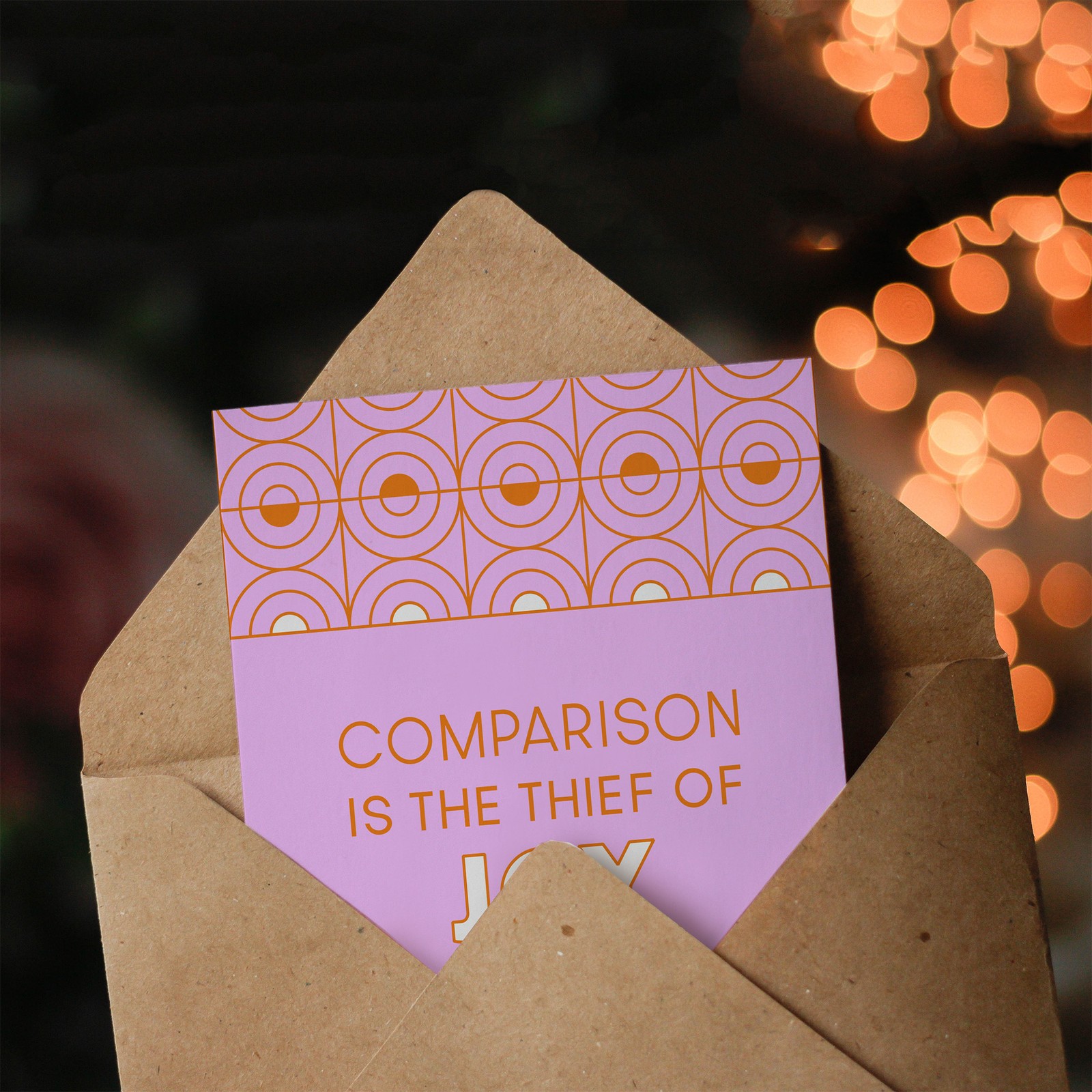 Comparison Is The Thief Of Joy Pink Art Deco Greeting Card
