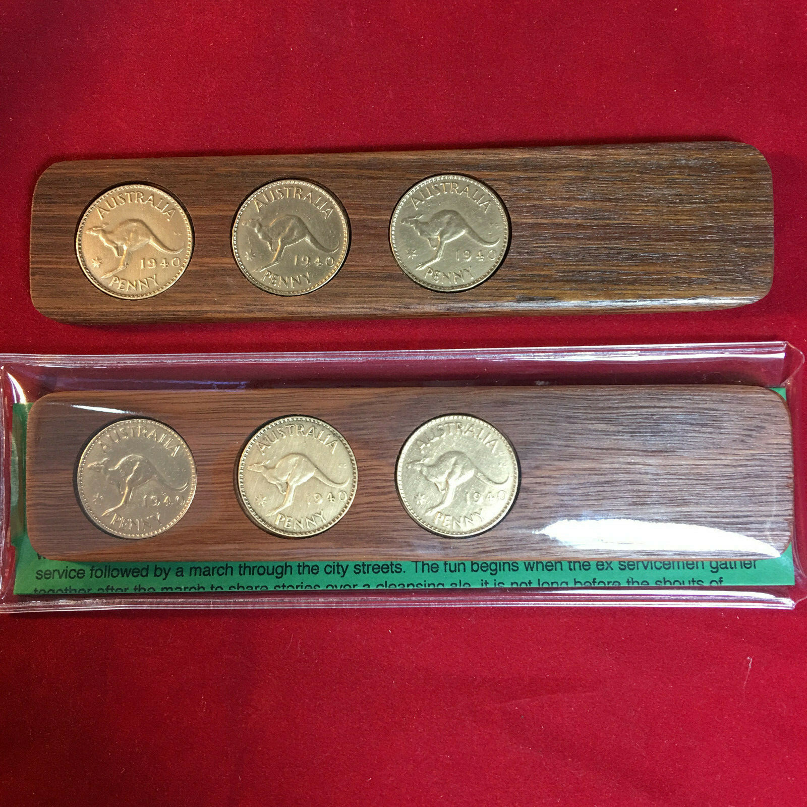 80th Birthday Gift Present Hardwood Two-Up Game 1944 Australian Pennies Anzac