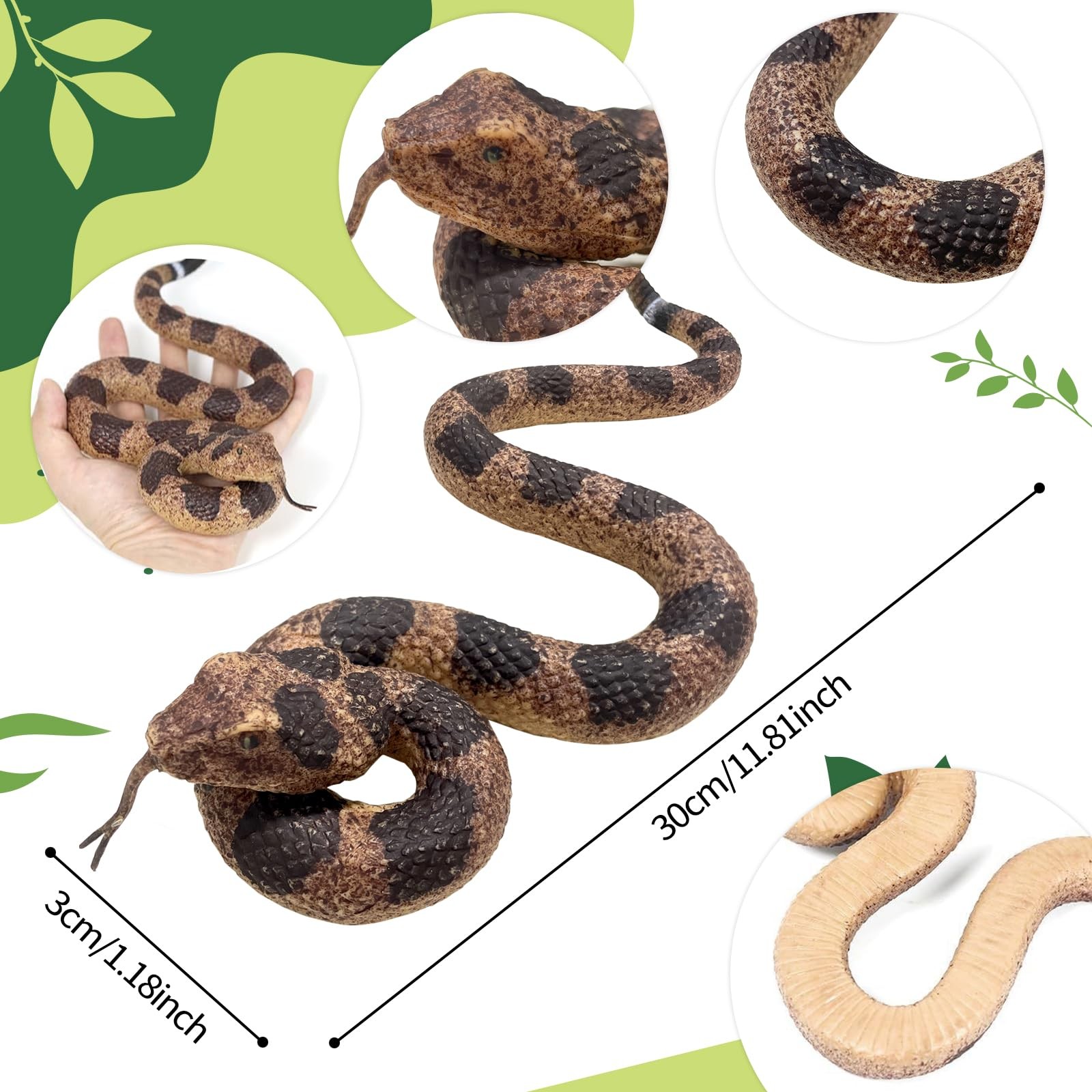 Realistic Fake Snakes Toy Soft Rubber Snake Realistic Keep Birds and Squirrels