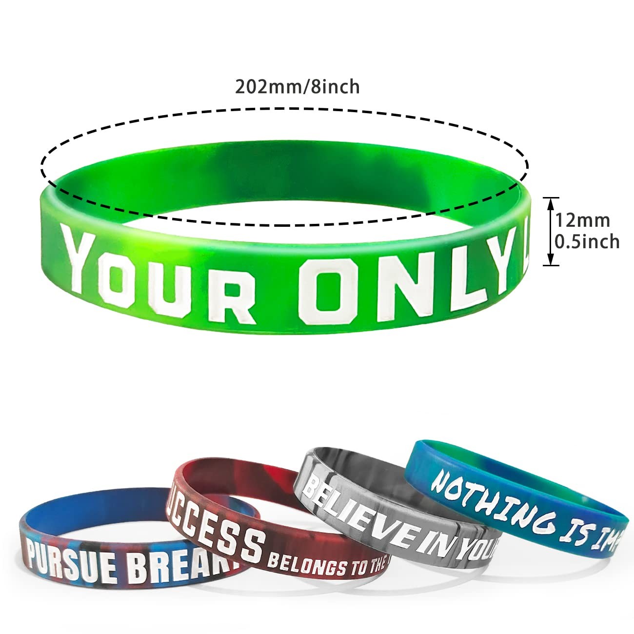 Wristbands 12 Pack Inspirational Silicone Unisex Adult Men Women Teens