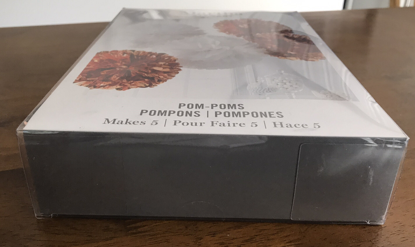 Martha Stewart Pom-Poms, 5 Pom Poms in White Rose Gold Copper Decor NEW!
