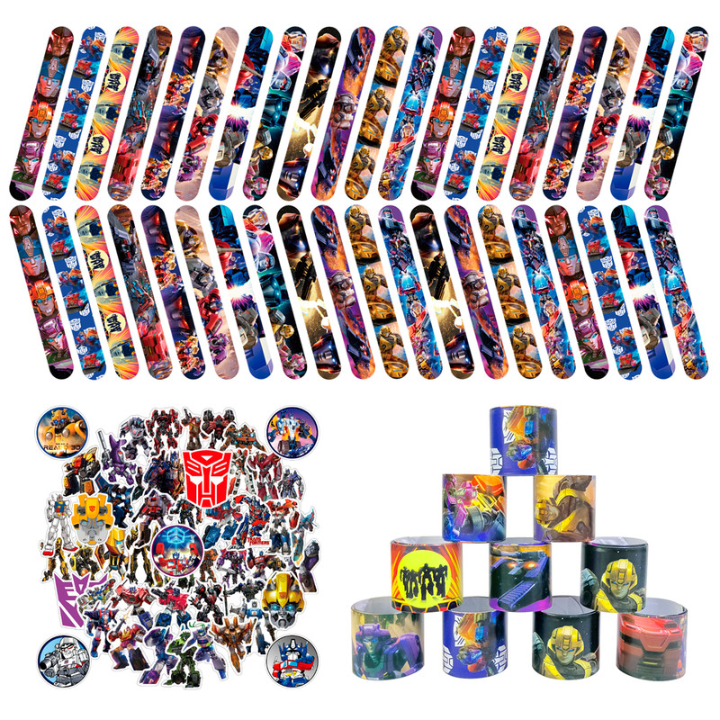 Transformers Themed Kid Birthday Party Supplies Slap Bracelets Favor Set Sticker