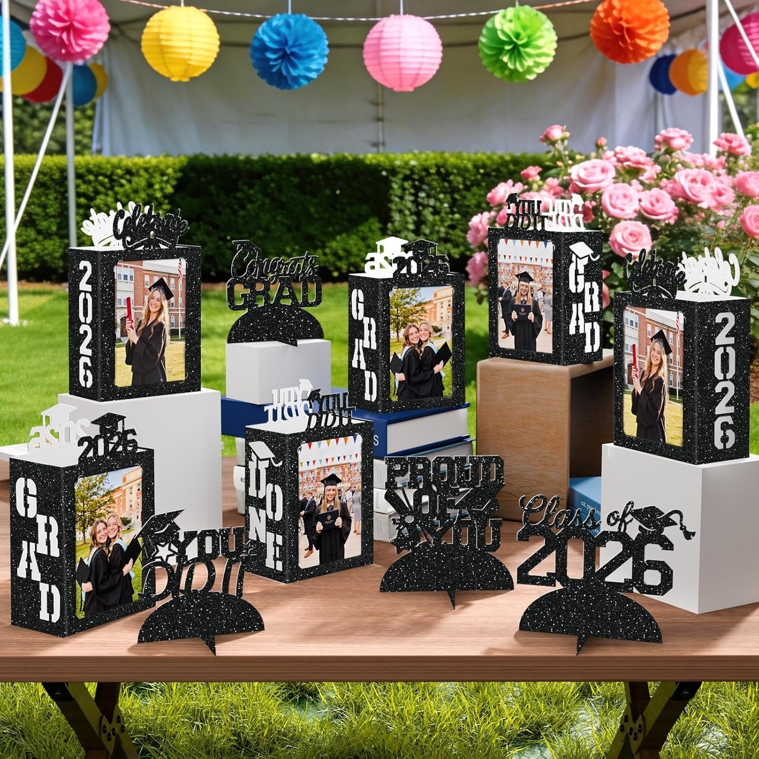 10 Pcs 2026 Graduation Table Decorations Boxes Black Photo Display Graduation…