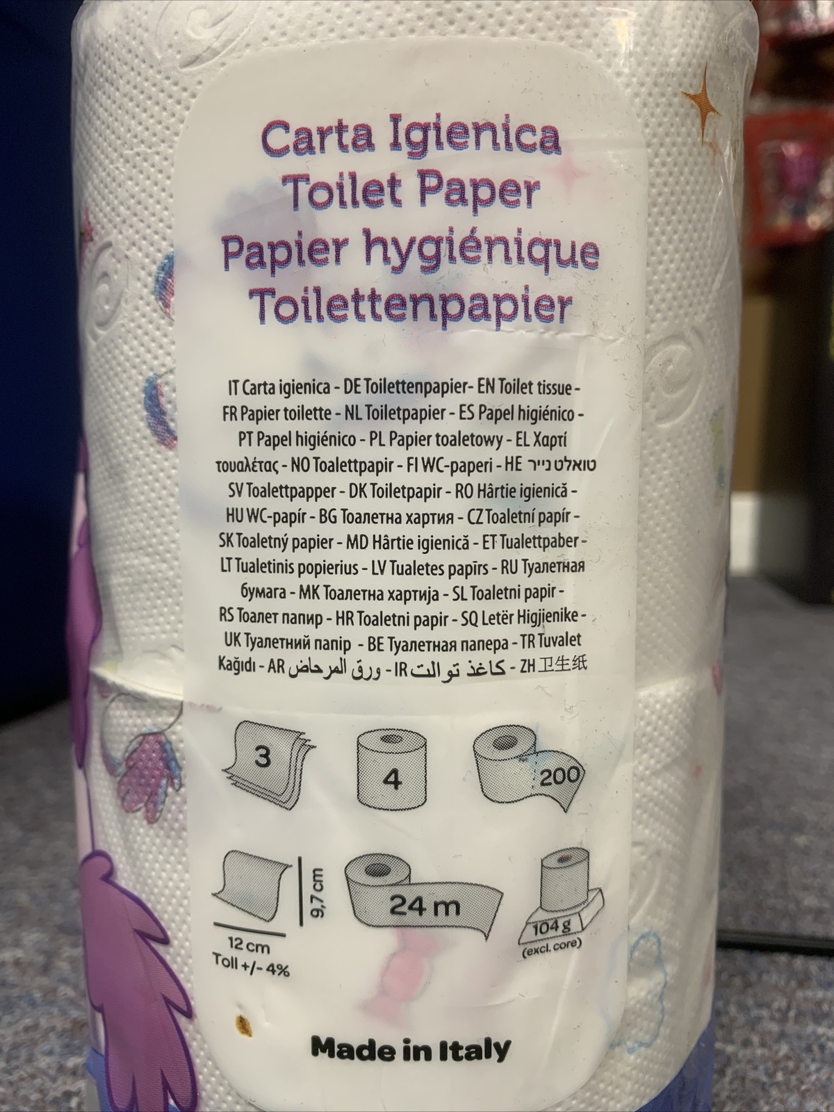 NEW UNICORN TOILET PAPER- 4 Rolls Of 3-PLY-200 Sheets Per Roll