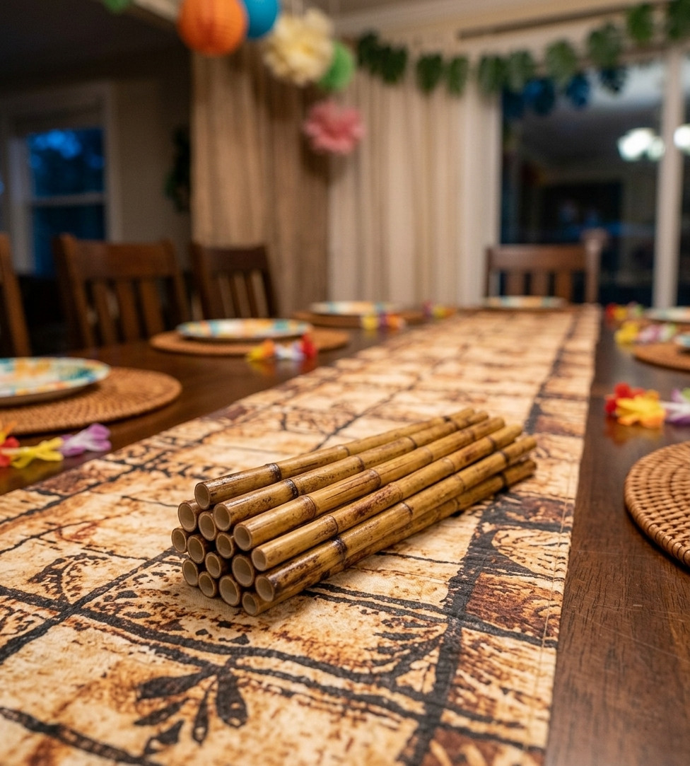 12pk Bamboo Print Party Straws – Luau, Tiki & Tropical Decor – Forum Novelties
