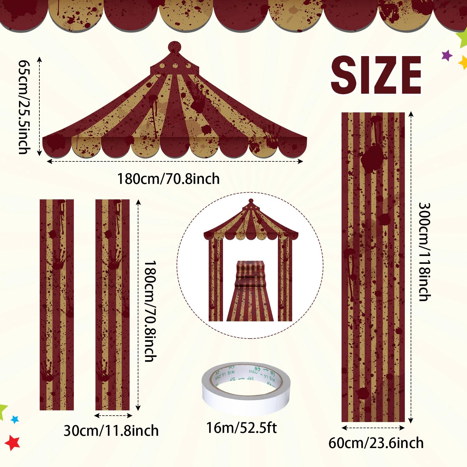 4 Pcs Carnival Circus Tent Decorations Carnival Entryway Door Party Decor Awn