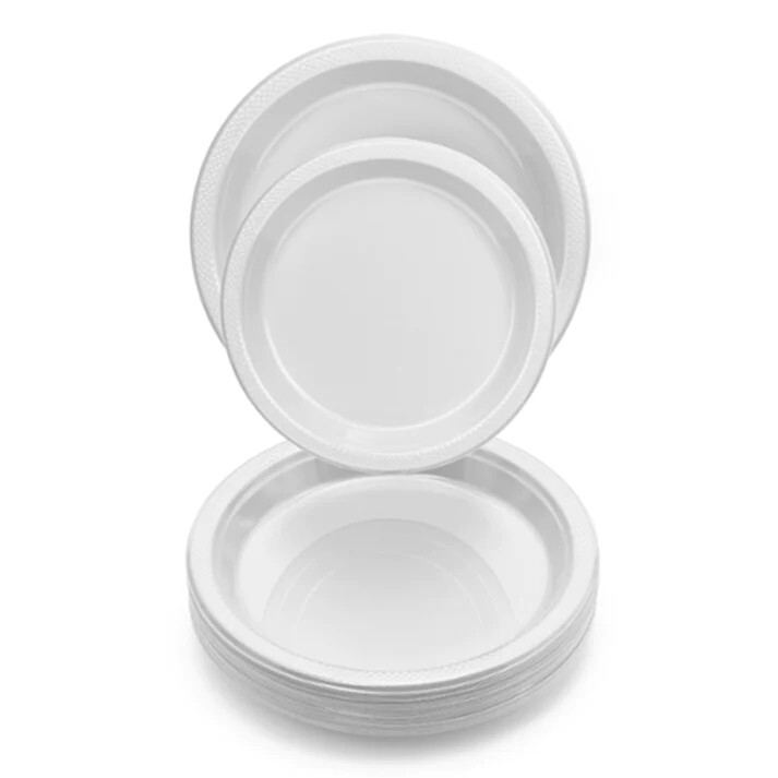 400 Packs 10in Disposable BPA Free Plastic Plates Light Weigh White Party Plates