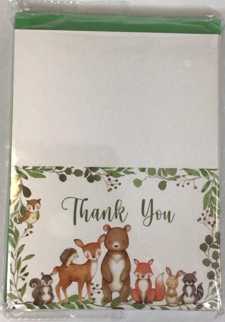 Thank You Cards Any Occasion W/ Cute Animals Bundle Of 50 Cards/ Envelopes New