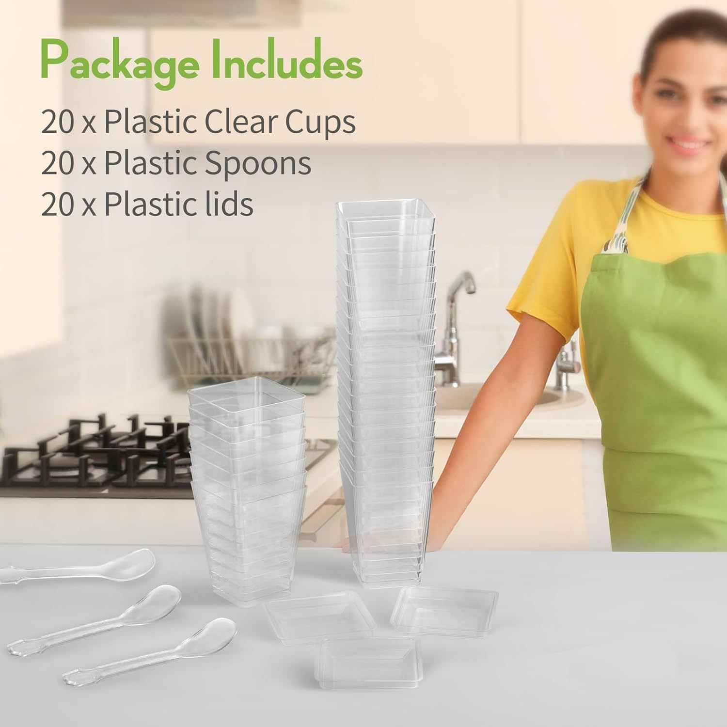 5 Oz Plastic Dessert Cups with Lids and Spoons, Yogurt Parfait Appetizer Cups fo
