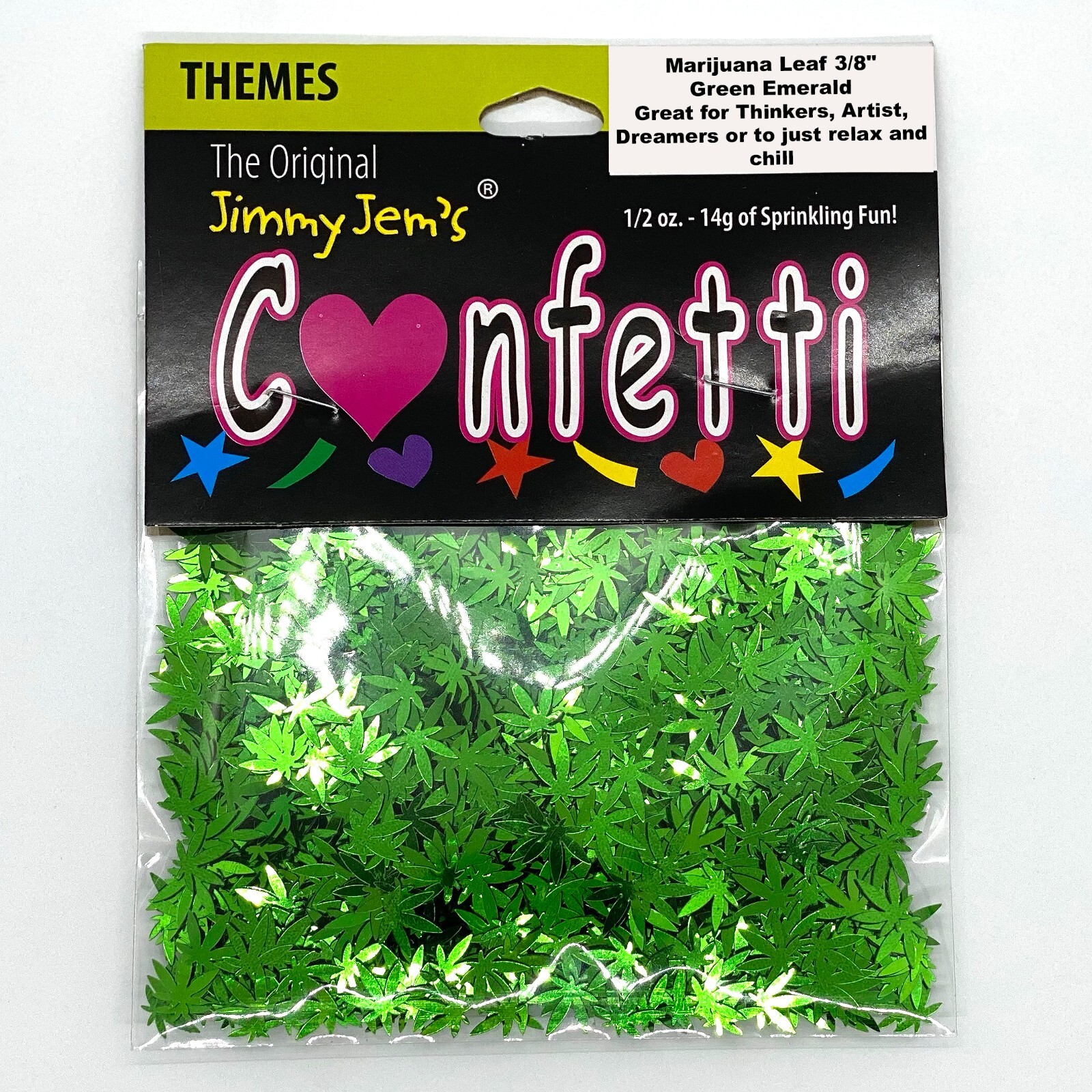 Confetti Marijuana Leaf 3/8″ Green – Retail Pack #9713 1/2 Bag