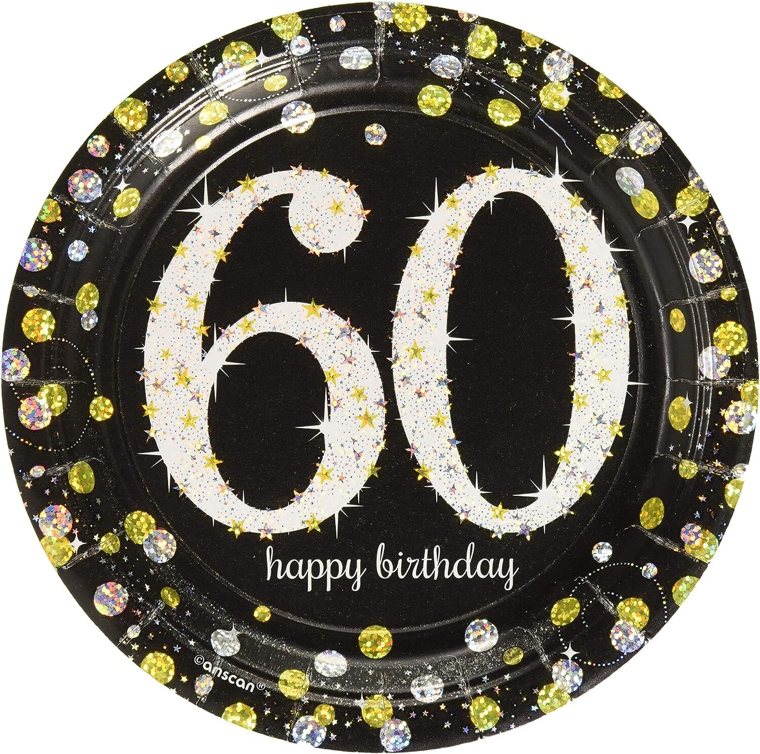 Sparkling Celebration 60th Over the Hill Birthday Party 7″ Paper Dessert Plates