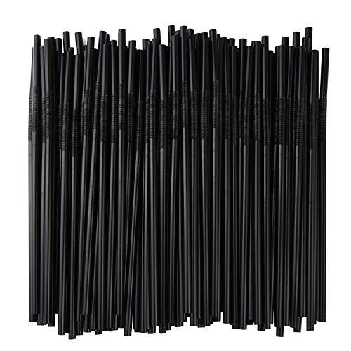 200 Pajitas De Plastico Negro Flexible, 10,3 Pulgadas, Extralargas,