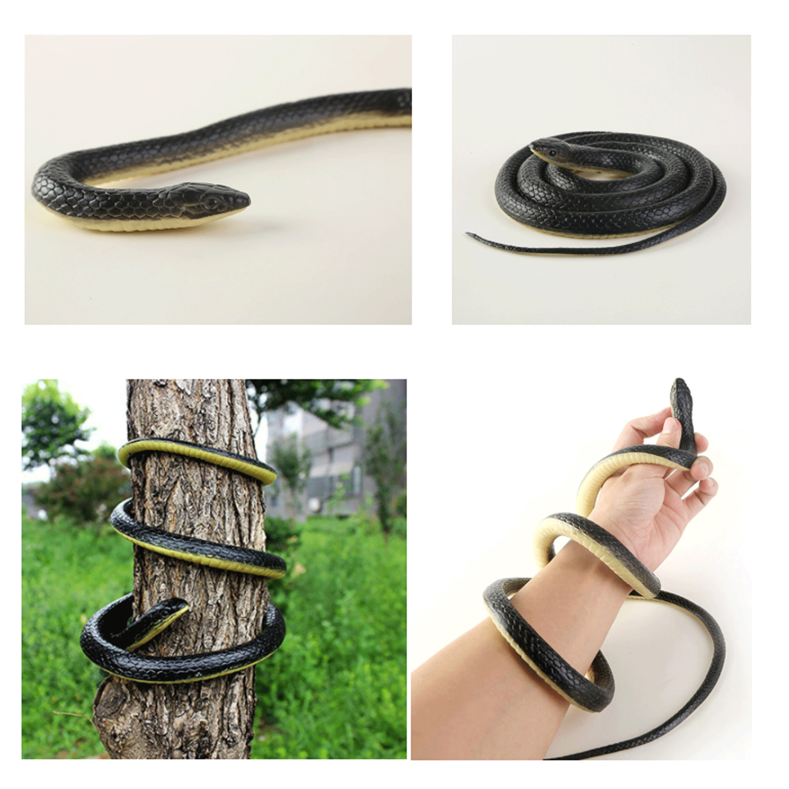 50″ Fake Realistic Rubber Snake Scary Toy Prank Party Joke Halloween Decor Prop