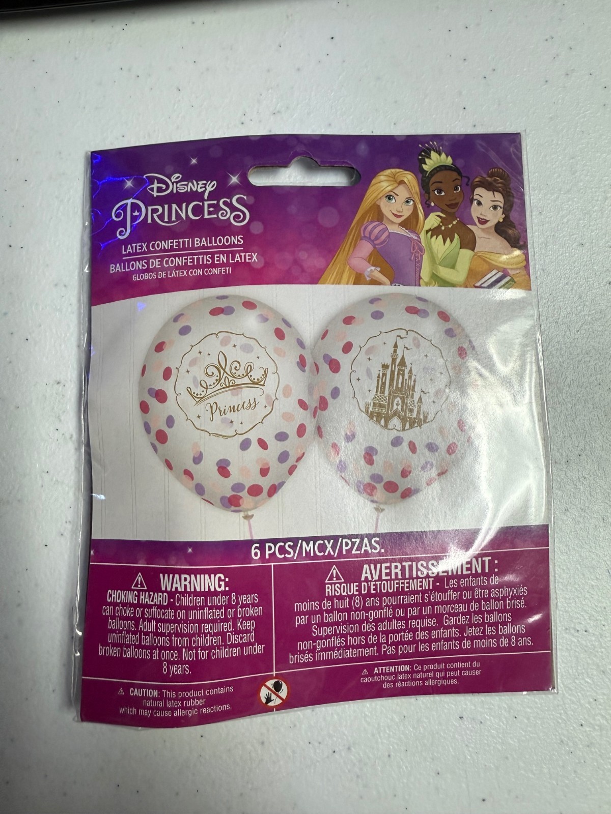 Disney Princess Latex Confetti Party Celebration Balloons – 12″ Pack of 6