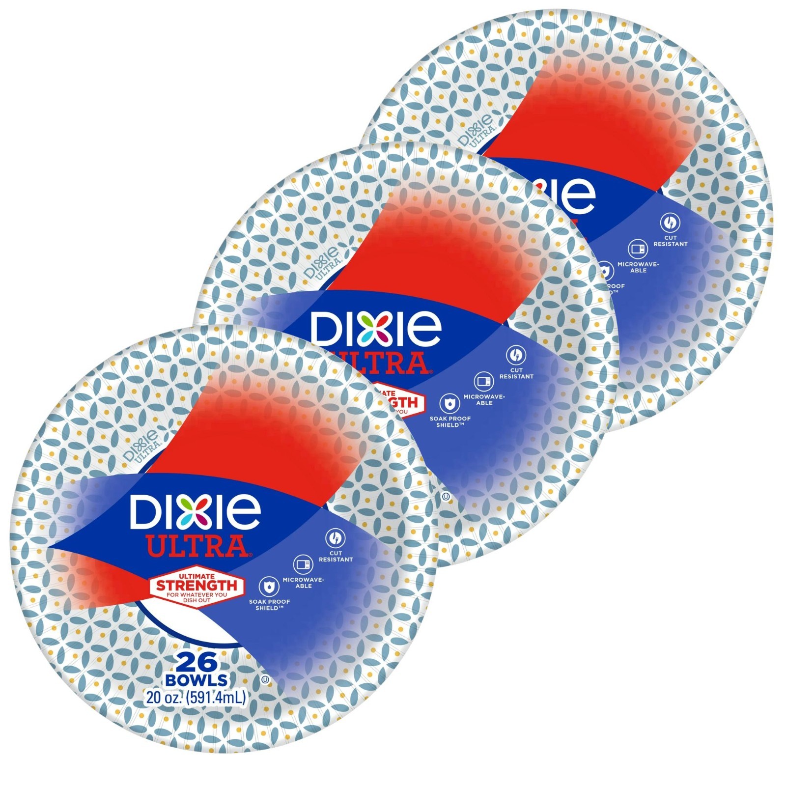 Dixie Disposable Paper Bowls, 20 oz, 26 count (Pack of 3 )