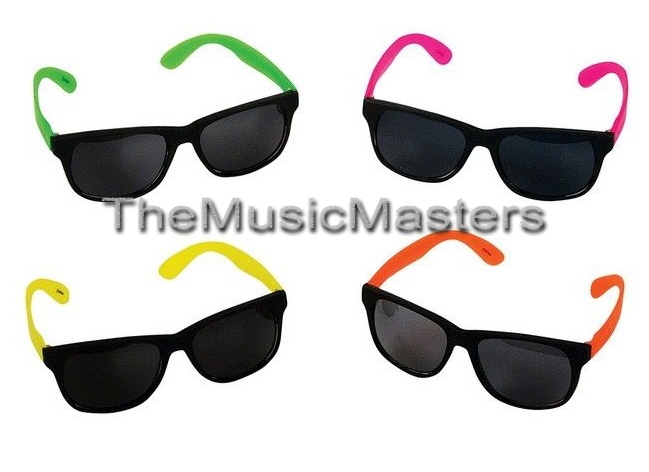 (12) Neon Sunglasses Assorted Colors Retro Pool Party Favor Costume Accessory