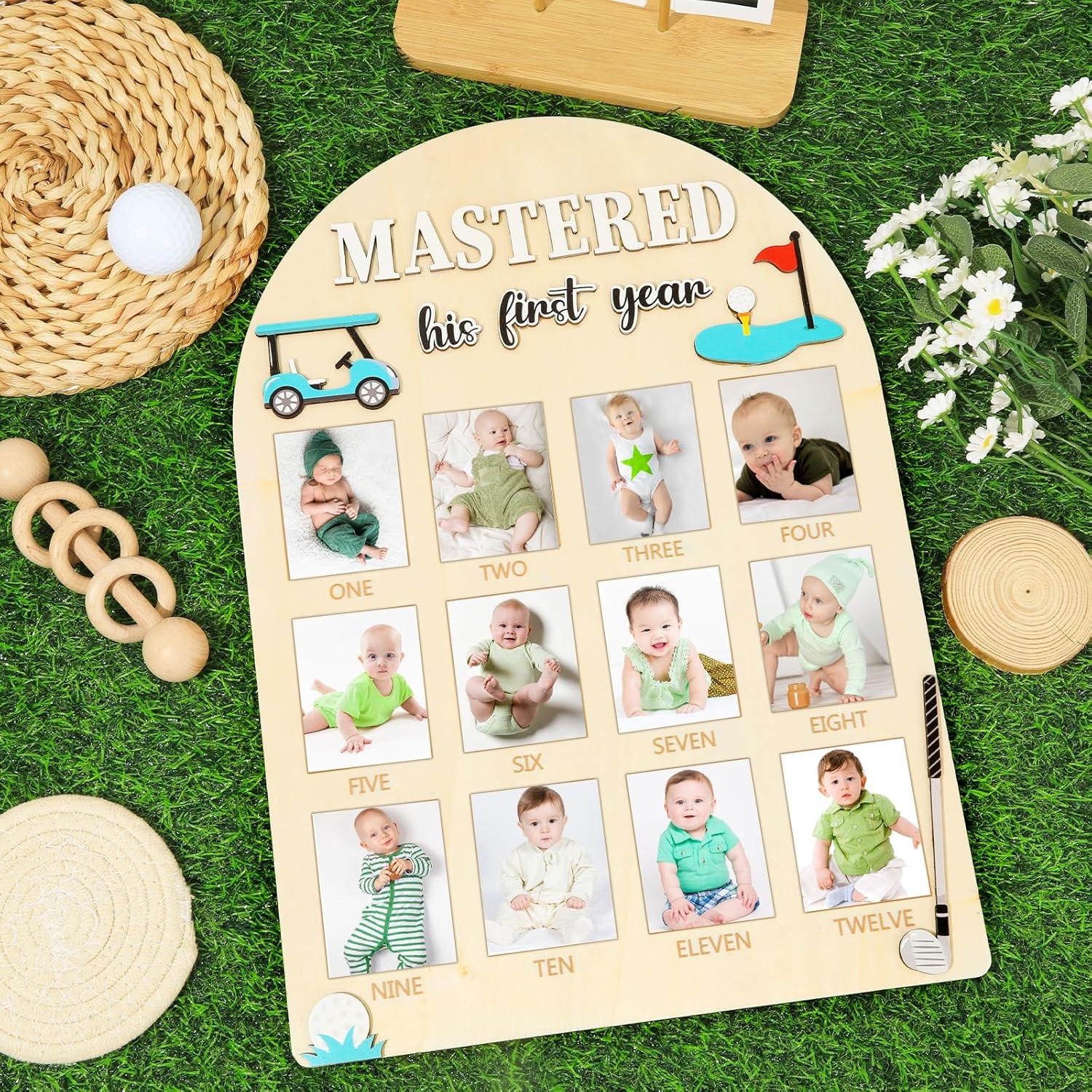 First Year Milestone Photo Board for 1st Birthday Celebration and Keepsake