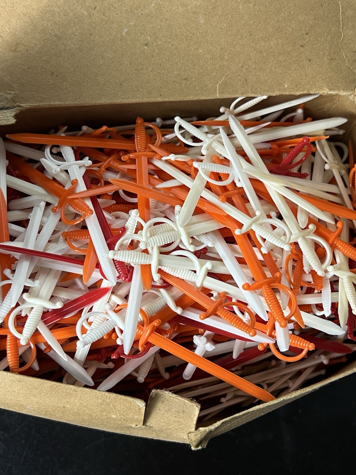 Vintage Plastic Sword Cocktail Picks 1000 Count Box Multi Color Mid Century