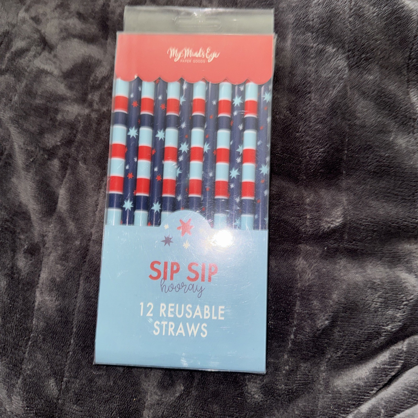 12 Pk Reusable Straws Patriotic Sip Sip Hooray By My Minds Eye Paper Goods