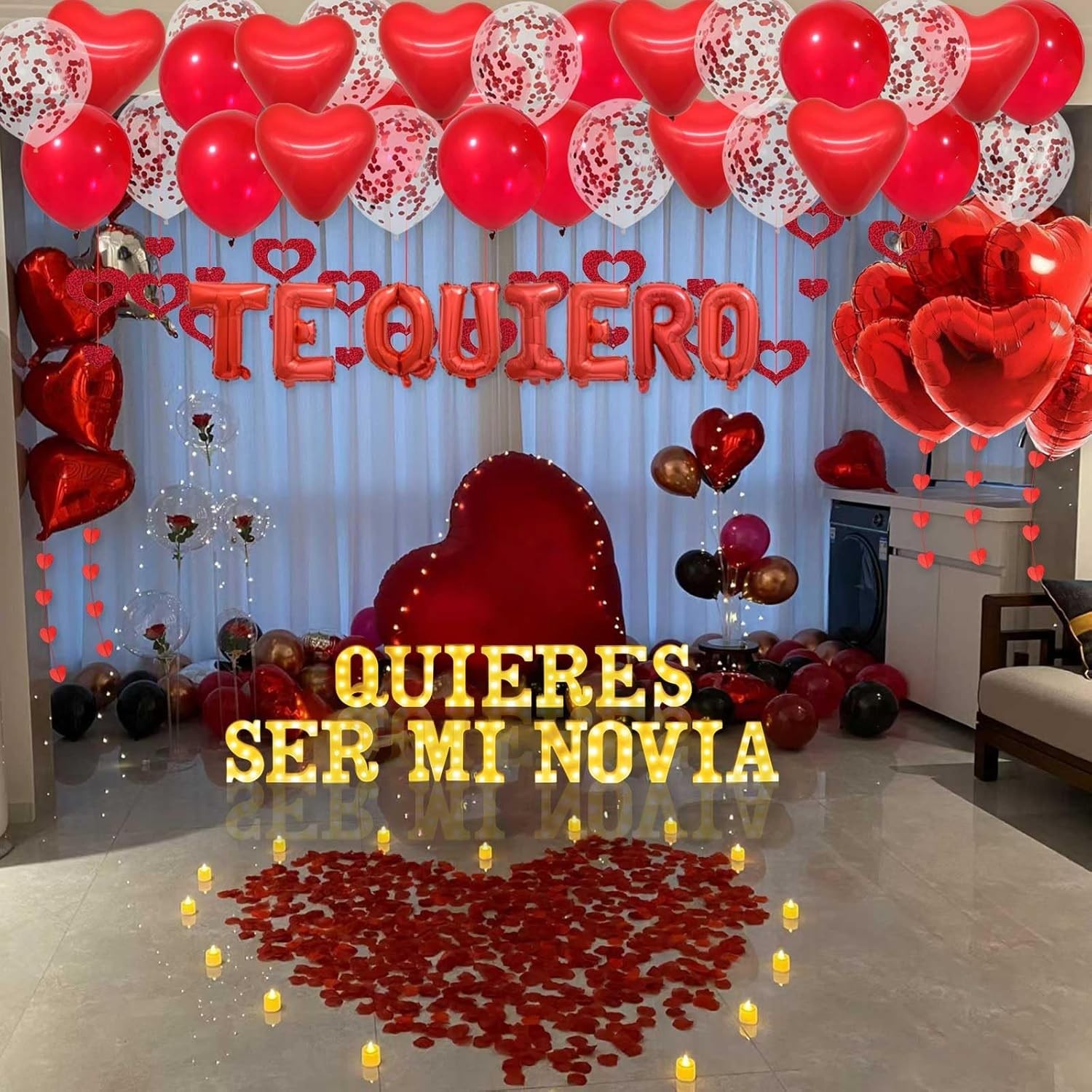 17Pcs 6.3″ Letter Sig,Quieres Ser Mi Novia Light Up Letters Proposal Decorations